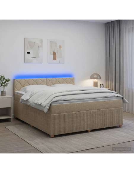 Letto box spring con materasso Crema 180 x 200 cm Tessuto