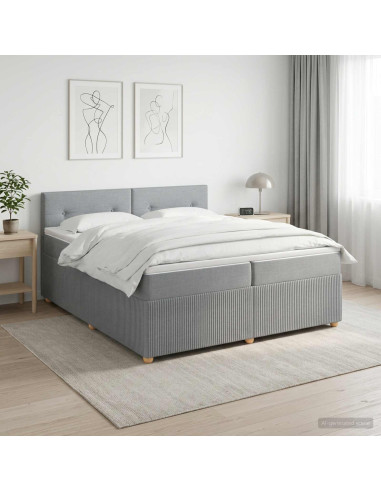 Letto box spring con materasso Grigio Chiaro 200 x 200 cm