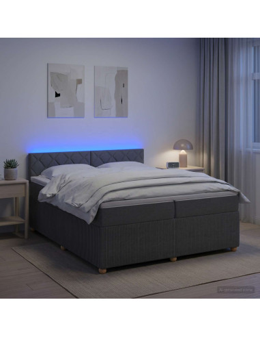 Letto box spring con materasso Grigio Scuro 200 x 200 cm