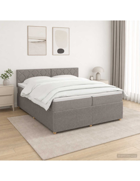 Letto box spring con materasso Tortora 200 x 200 cm Tessuto