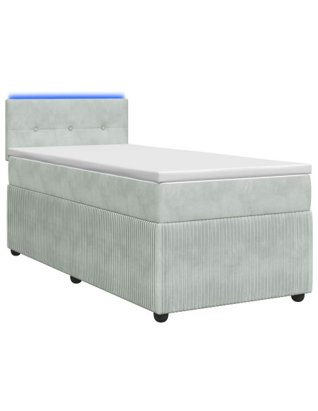Letto box spring con materasso Grigio Chiaro 80 x 200 cm