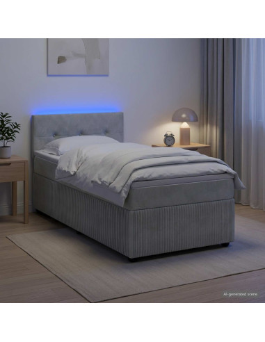 Letto box spring con materasso Grigio Chiaro 80 x 200 cm