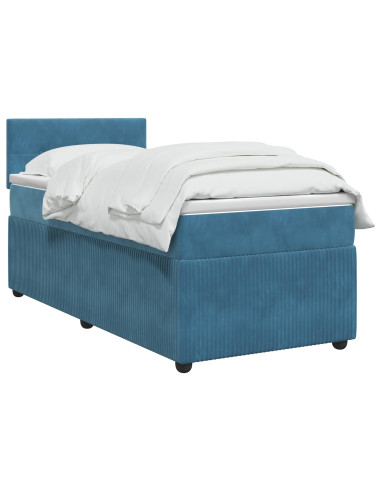 Letto box spring con materasso Blu 80 x 200 cm Velluto