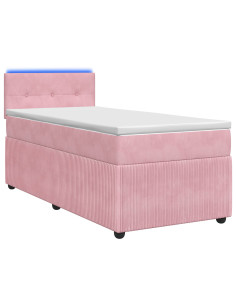 Letto box spring con materasso Rosa 80 x 200 cm Velluto 2