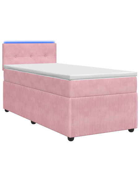 Letto box spring con materasso Rosa 80 x 200 cm Velluto