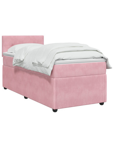 Letto box spring con materasso Rosa 80 x 200 cm Velluto