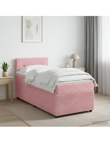 Letto box spring con materasso Rosa 80 x 200 cm Velluto