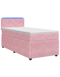 Letto box spring con materasso Rosa 90 x 200 cm Velluto 2