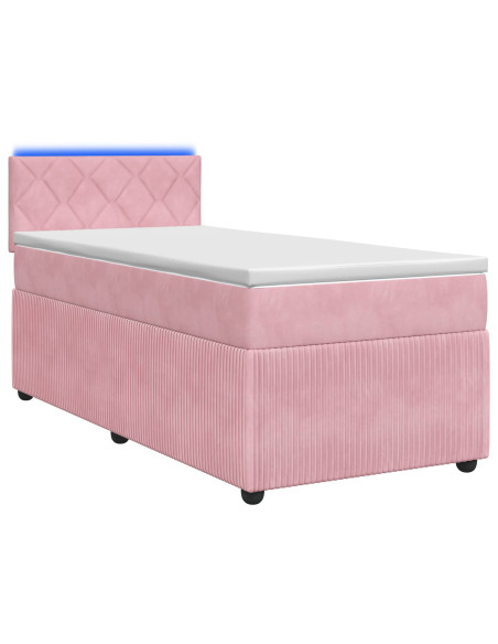 Letto box spring con materasso Rosa 90 x 200 cm Velluto