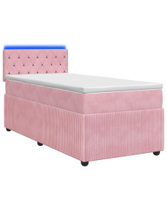 Letto box spring con materasso Rosa 100 x 200 cm Velluto 2