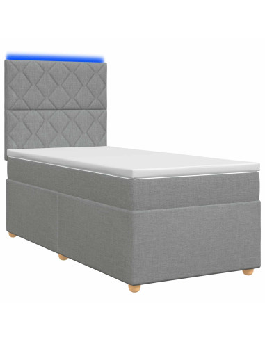 Letto box spring con materasso Grigio Chiaro 90 x 190 cm