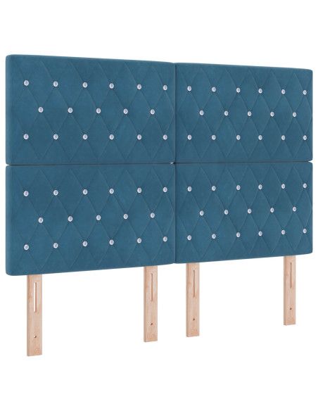 Letto Ottomano con Materasso e LED Blu scuro 160 x 200 cm
