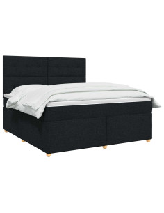 Letto box spring con materasso Nero 140 x 190 cm Tessuto 2