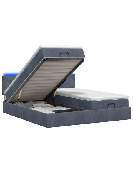 Letto Ottomano con Materasso e LED Grigio Scuro 160 x 200 cm
