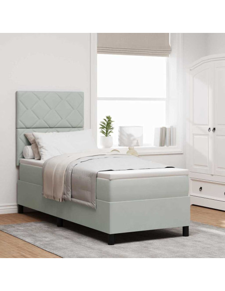 Letto a molle con testiera Grigio chiaro 80 x 200 cm Velluto