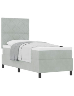 Letto a molle con testiera Grigio chiaro 80 x 200 cm Velluto 2