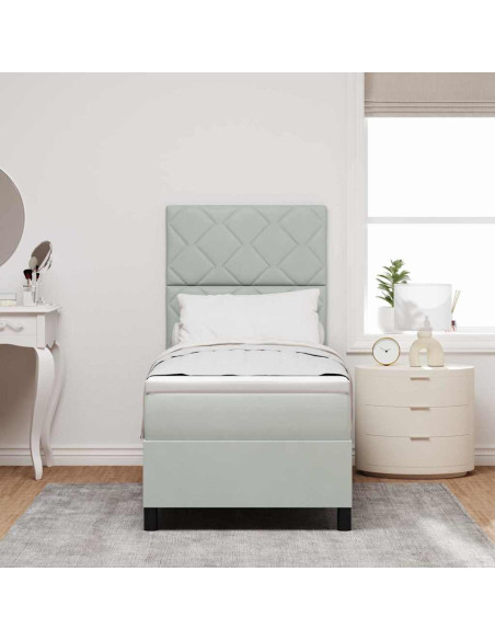 Letto a molle con testiera Grigio chiaro 80 x 200 cm Velluto