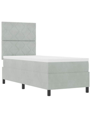 Letto a molle con testiera Grigio chiaro 80 x 200 cm Velluto