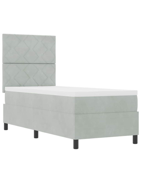 Letto a molle con testiera Grigio chiaro 80 x 200 cm Velluto
