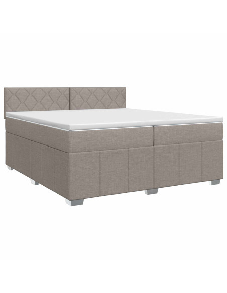 Letto box spring con materasso Tortora 200 x 200 cm Tessuto