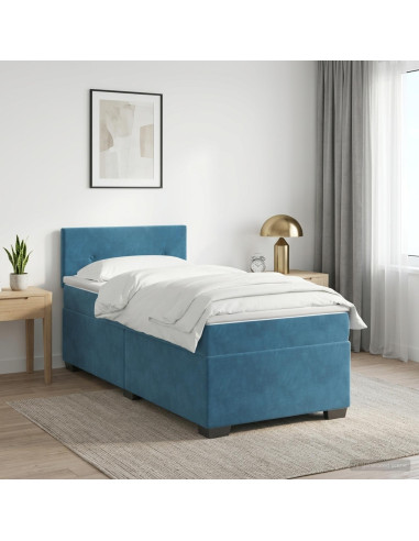 Letto con Box Spring, Materasso e LED Blu 80 x 200 cm Velluto