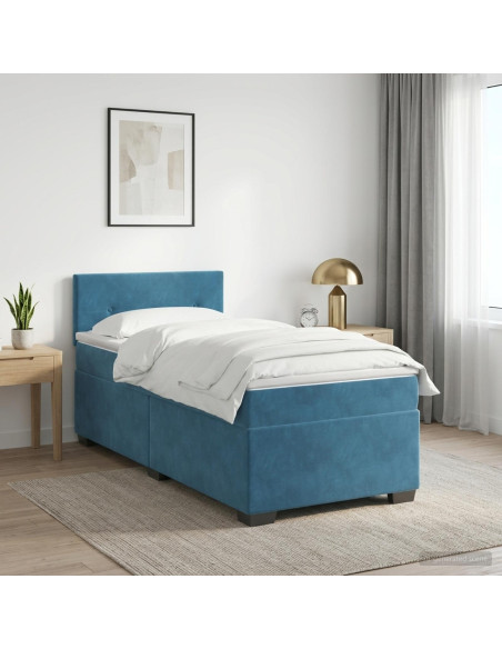 Letto con Box Spring, Materasso e LED Blu 80 x 200 cm Velluto