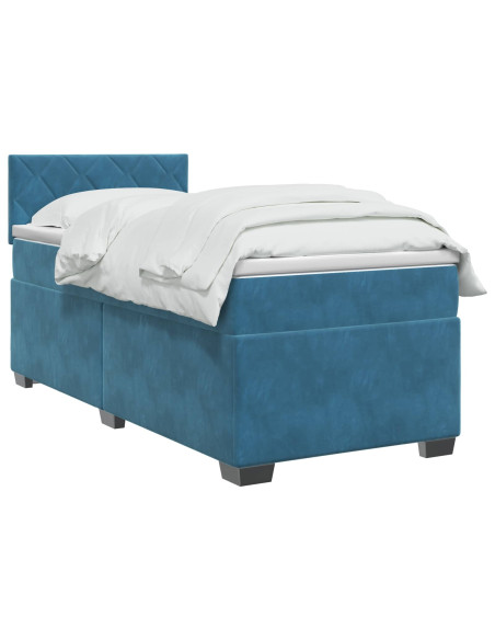 Letto con Box Spring, Materasso e LED Blu 80 x 200 cm Velluto