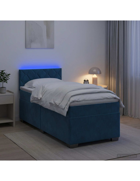 Letto con Box Spring, Materasso e LED Blu 80 x 200 cm Velluto