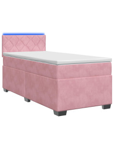 Letto con Box Spring, Materasso e LED Rosa 90 x 200 cm Velluto 2