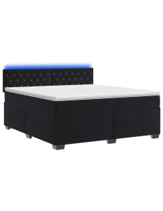 Letto con Box Spring, Materasso e LED Nero 160 x 200 cm Velluto 2
