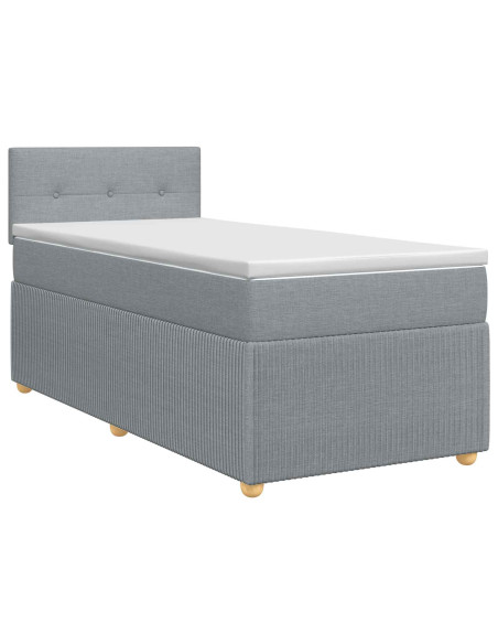 Letto box spring con materasso Grigio Chiaro 80 x 200 cm