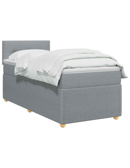 Letto box spring con materasso Grigio Chiaro 80 x 200 cm