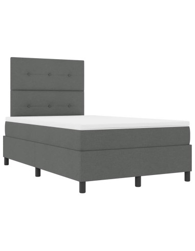 Letto a molle con testiera Grigio scuro 120 x 200 cm Tessuto