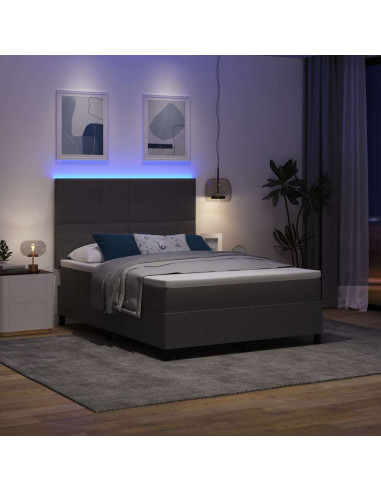 Letto a Sorgente LED Grigio chiaro e bianco 160 x 200 cm
