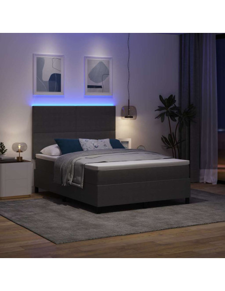 Letto a Sorgente LED Grigio chiaro e bianco 160 x 200 cm