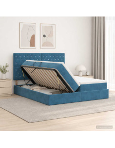 Letto con Contenitore Blu Scuro 200 x 200 cm Velluto