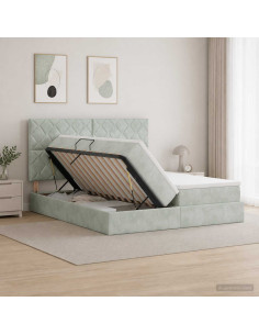 Letto con Contenitore Grigio Chiaro 200 x 200 cm Velluto