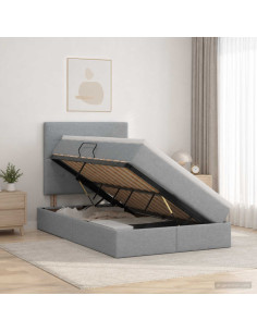 Letto con contenitore LED e materasso Grigio Chiaro