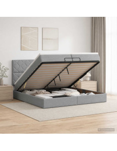 Letto con contenitore LED e materasso Grigio Chiaro