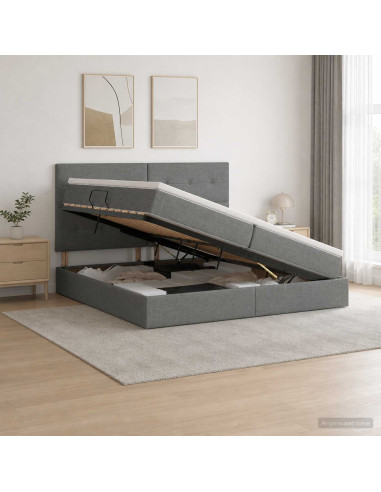 Letto con contenitore LED e materasso Grigio Scuro 200 x 200 cm