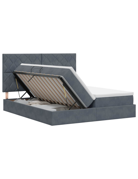 Letto con Contenitore Grigio Scuro 180 x 200 cm Velluto