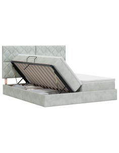 Letto con Contenitore Grigio Chiaro 200 x 200 cm Velluto 2