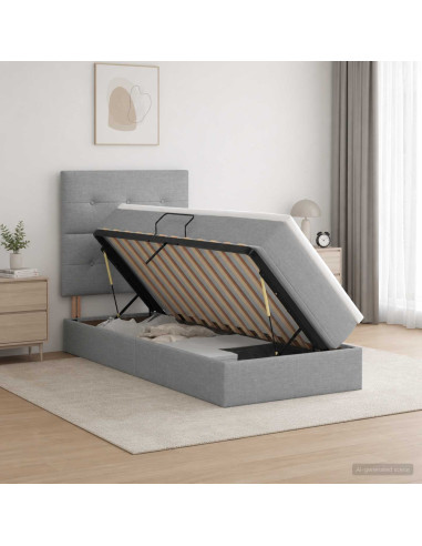 Letto con contenitore LED e materasso Grigio Chiaro