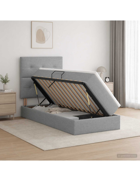 Letto con contenitore LED e materasso Grigio Chiaro