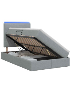 Letto con contenitore LED e materasso Grigio Chiaro 2