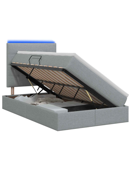 Letto con contenitore LED e materasso Grigio Chiaro