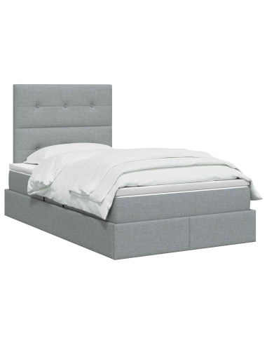 Letto con contenitore LED e materasso Grigio Chiaro