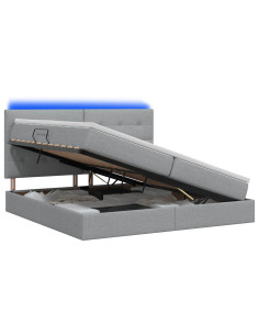 Letto con contenitore LED e materasso Grigio Chiaro 2