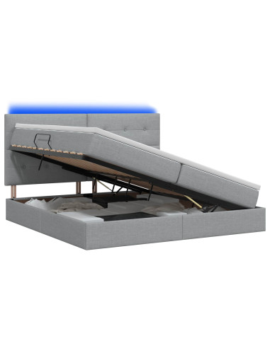 Letto con contenitore LED e materasso Grigio Chiaro