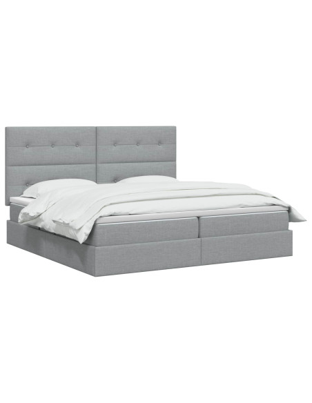 Letto con contenitore LED e materasso Grigio Chiaro